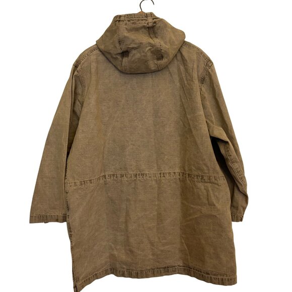 NSF Men’s Small Green Brown Cotton Hooded Jacket Heavy Duty Outdoors Anorak NWOT - Picture 2 of 13